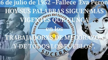 SUCERA recordó la figura de Evita, a 69 años de su fallecimiento