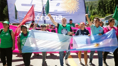 ATE denunció que la marcha a Lago Escondido “fue agredida a piedrazos por la patota de Lewis”