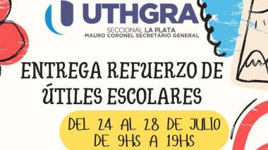 UTHGRA La Plata organiza actividades de vacaciones para chicos y entrega útiles escolares