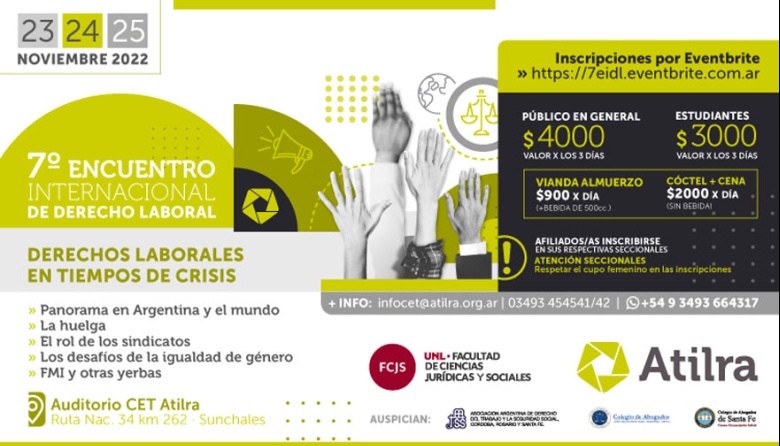 ATILRA organiza el 7° Encuentro Internacional de Derecho Laboral 2022 con prestigiosos panelistas